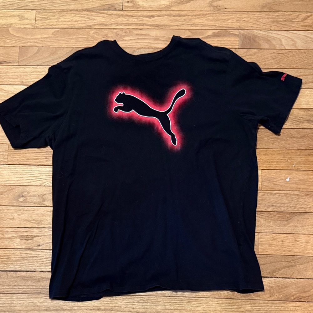 Puma Men’s Black Tee with Red-Outlined Puma Logo